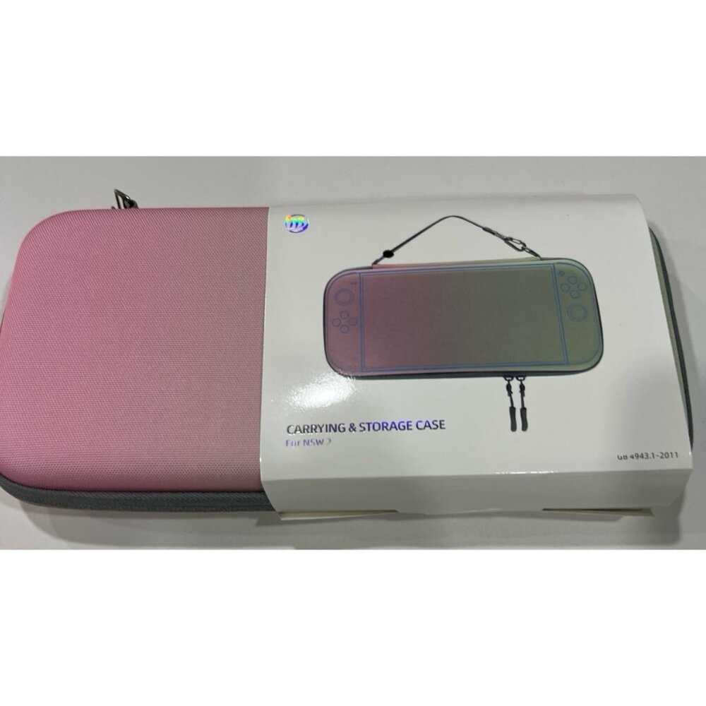 Nintendo Switch 2 (2025). The case features a pink & green gradient hard shell